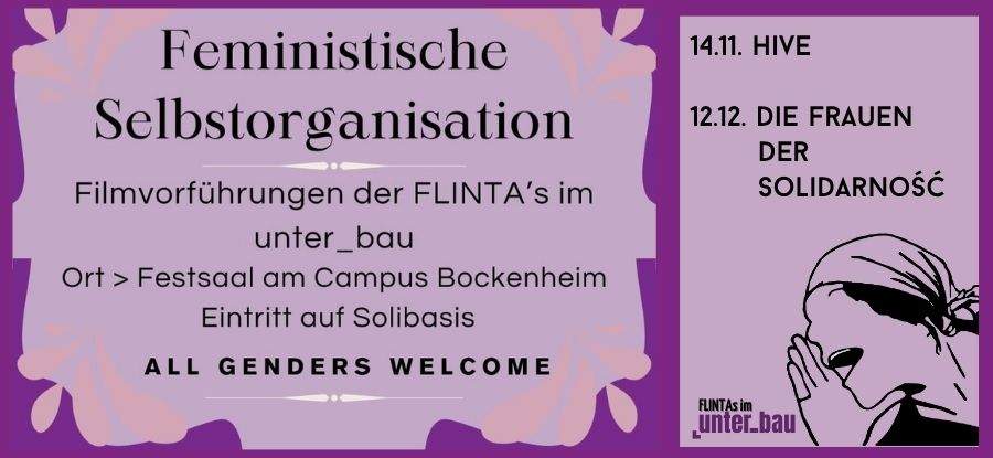Feministische Selbstorganisation. Film-Abende der FLINTA-Plattform im WiSe 2023/24